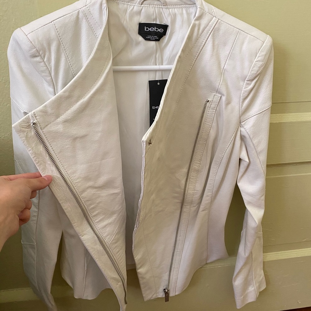 Bebe White leather jacket